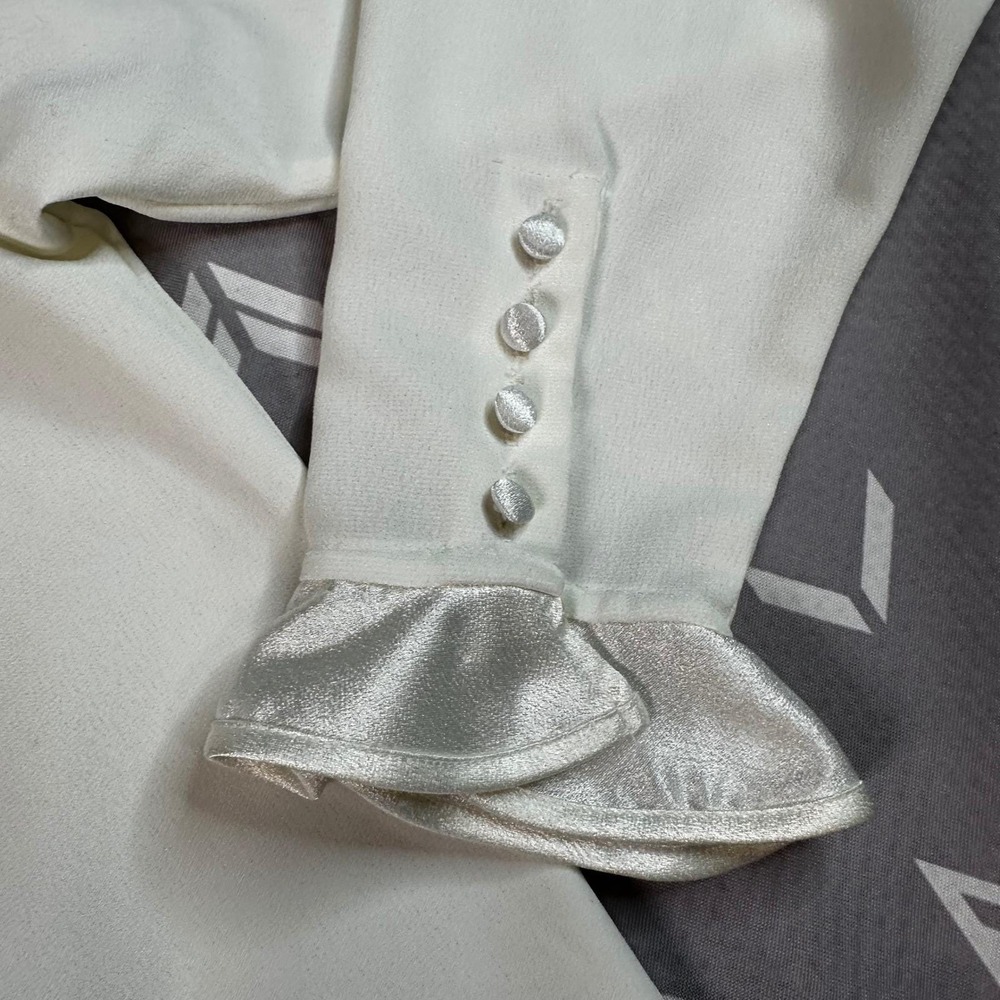 Oscar de la Renta Expressions Ivory Ruffle Collar Romantic Victorian Coquette 12 - Picture 3 of 9